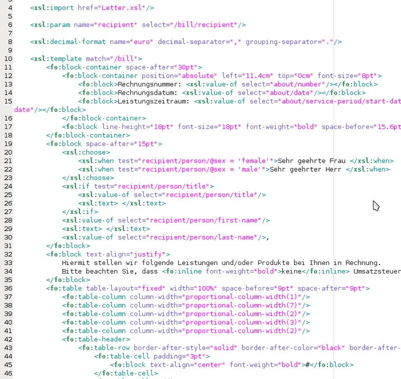 Preview for Business Documents using XSL-FO.