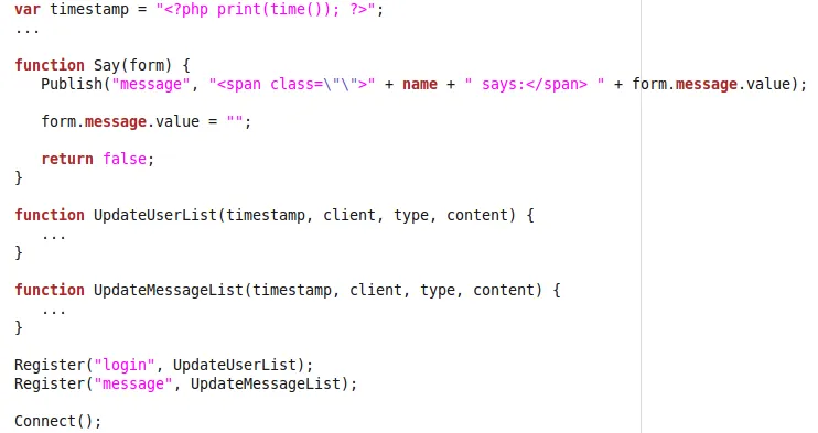 Client illustration from Ajax/PHP Distributed Event Bus.