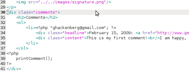 Comments fragment