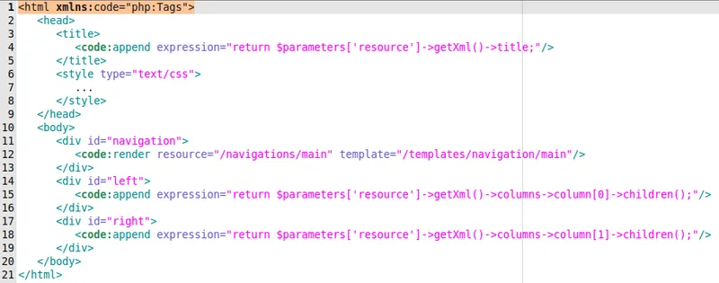 Preview for XML Template Engine using PHP.