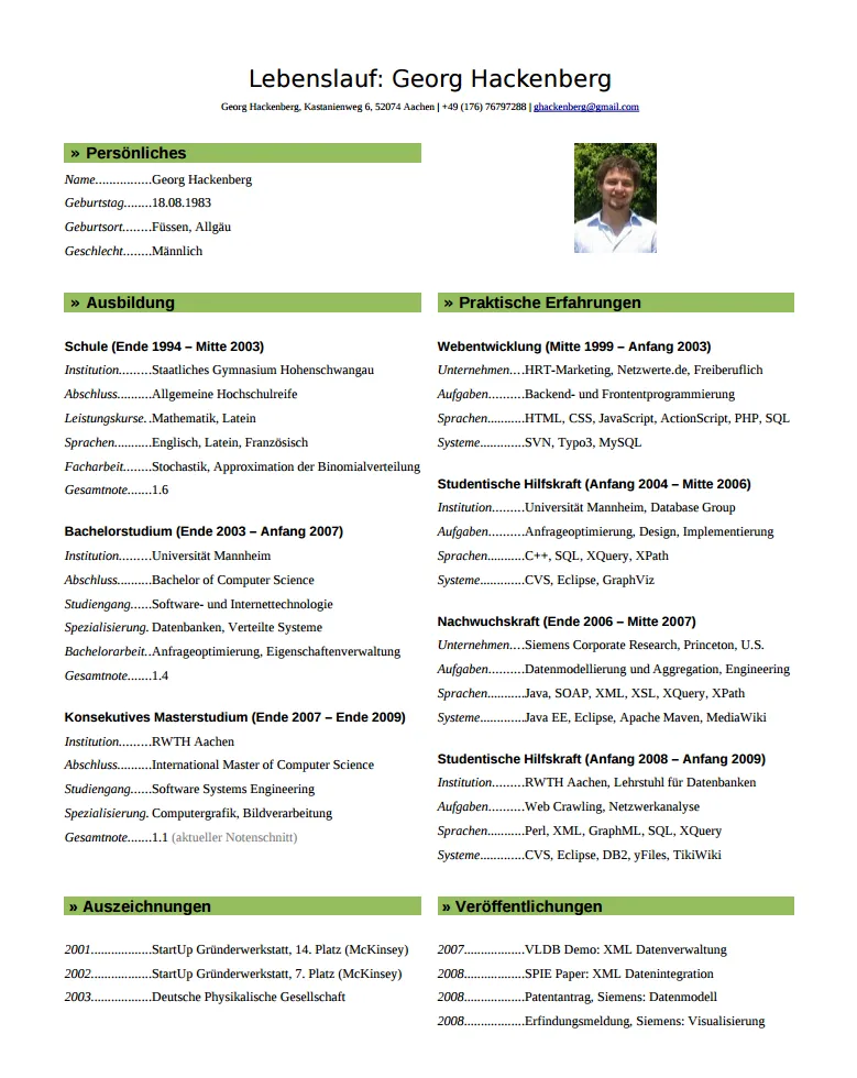Preview for German Resume.