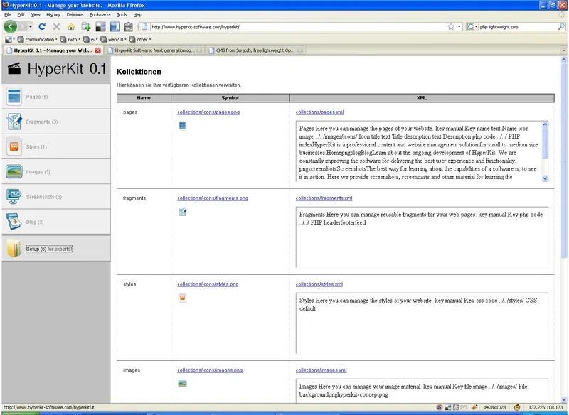 Preview for HyperKit - A lightweight CMS written in PHP.