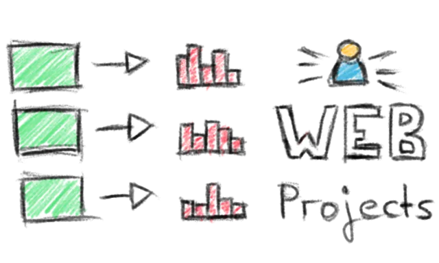 Web projects illustration from Software logo sketches with graphics tablet/pen.