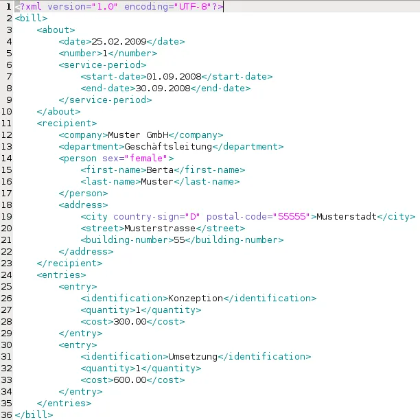 Xml illustration from Business Documents using XSL-FO.