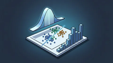 Orthogonale Schautafel einer Datenpipeline mit relationalen Datenbankschemata, SQL-Aggregations- und Filtertrichter sowie analytischen Metrik- und Trendkarten