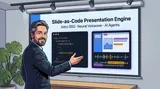 Präsentation der interaktiven Slide-as-Code Engine mit Neural-Voiceover vor der beamergestützten Leinwand am FH OÖ Campus Wels