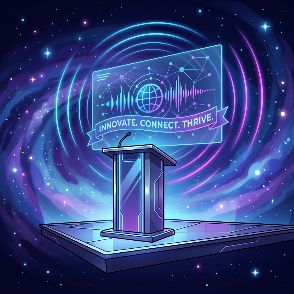 Kompakte multimediale Essenz mit {cue:hl-repurpose-keynote}akustisch synchronisierter Vektorbühne{/cue}.