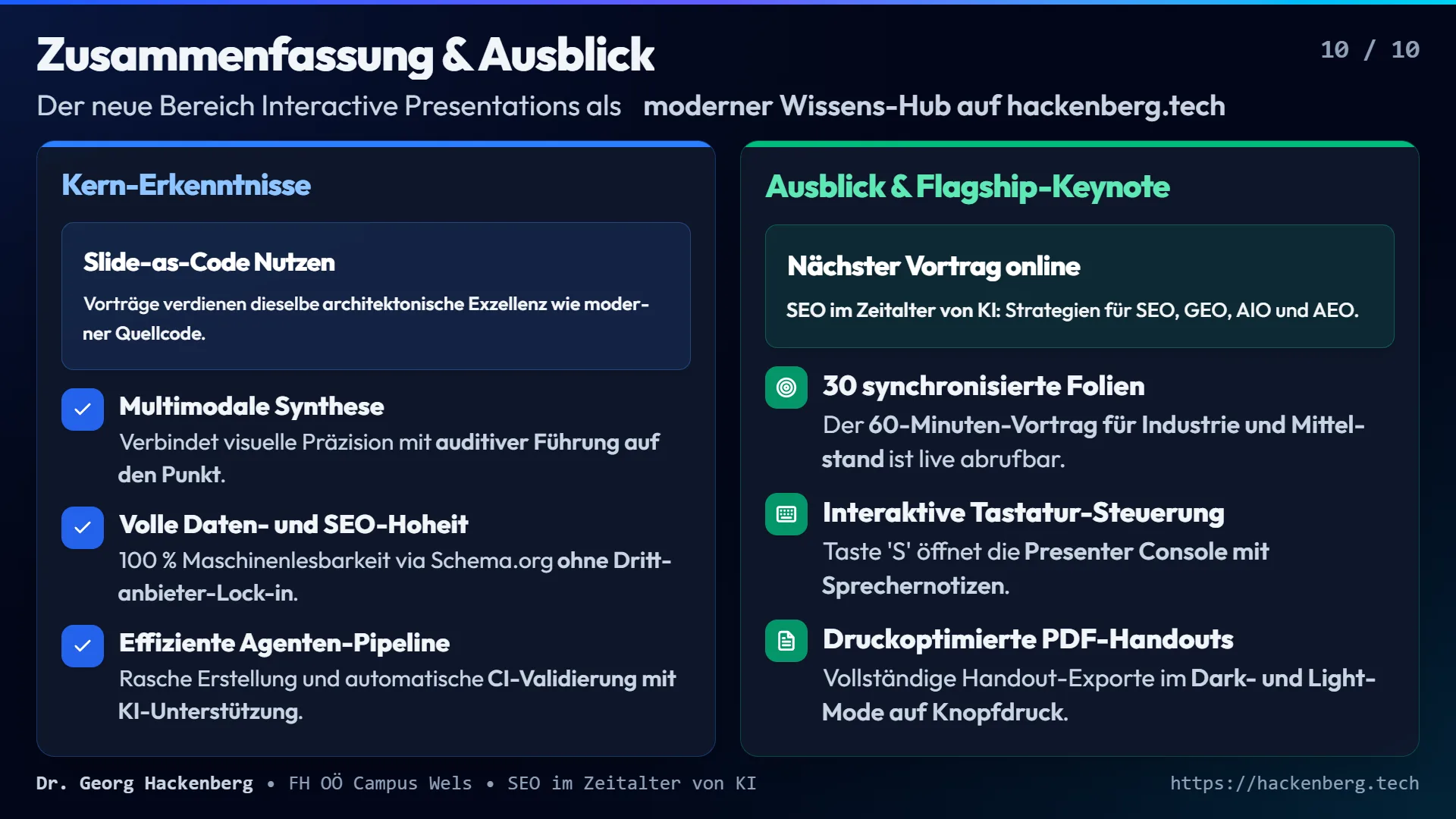 Slide 10: Zusammenfassung & Ausblick