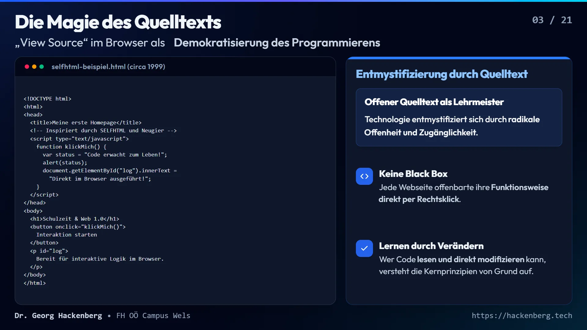 Slide 3: Die Magie des Quelltexts