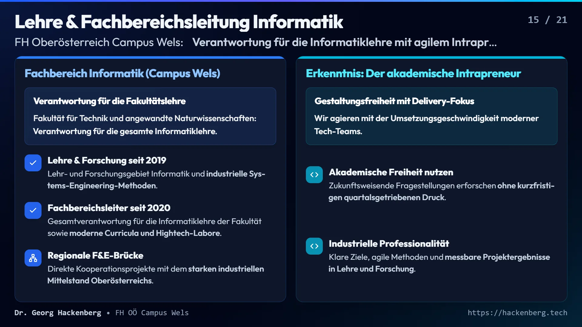 Slide 15: Lehre & Fachbereichsleitung Informatik