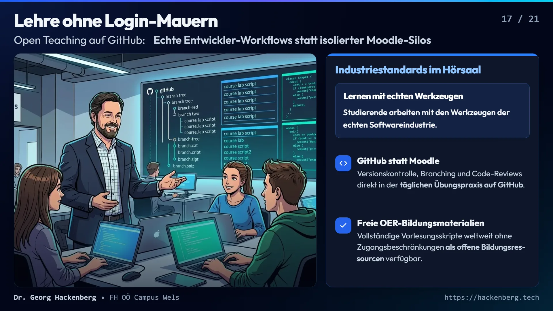 Slide 17: Lehre ohne Login-Mauern