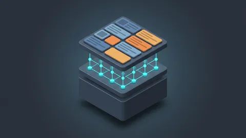 Isometrische 3D-Architektur strukturierter Datenschemata mit Schema-Validierungsschicht und persistenter Datenbasis